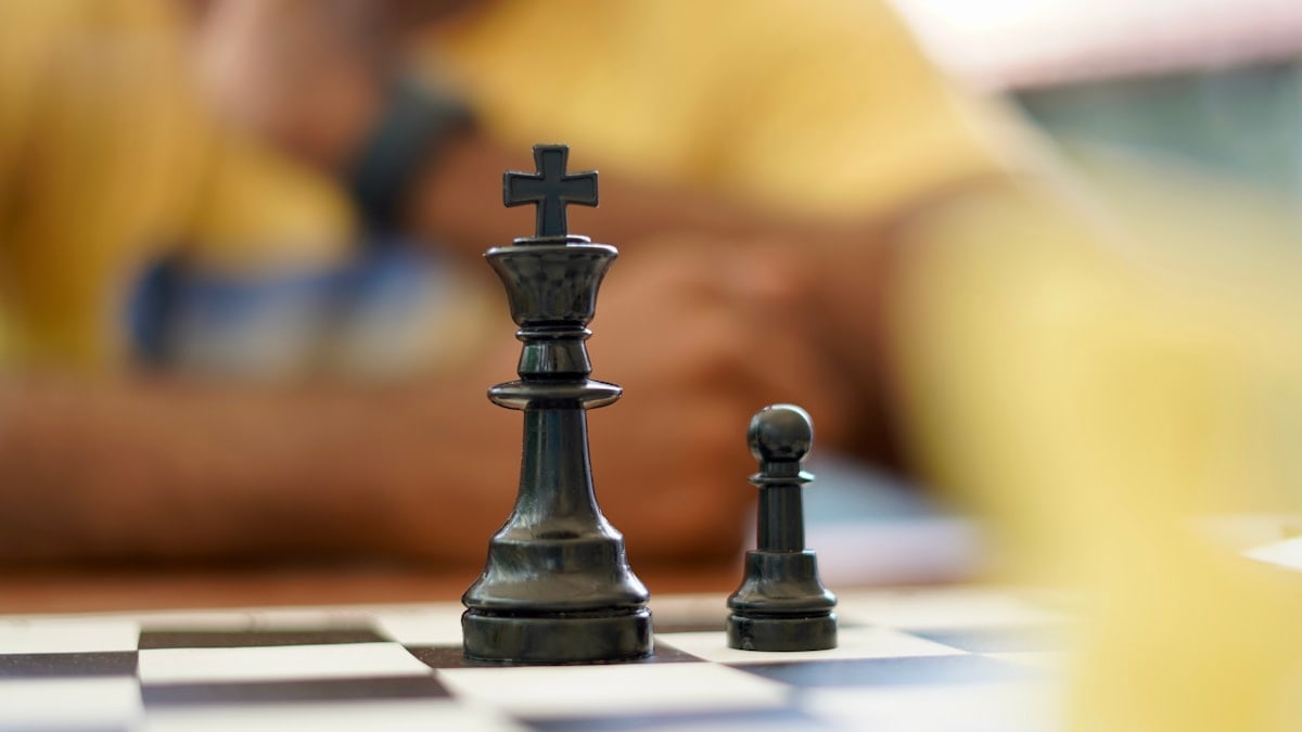 Chess game being played